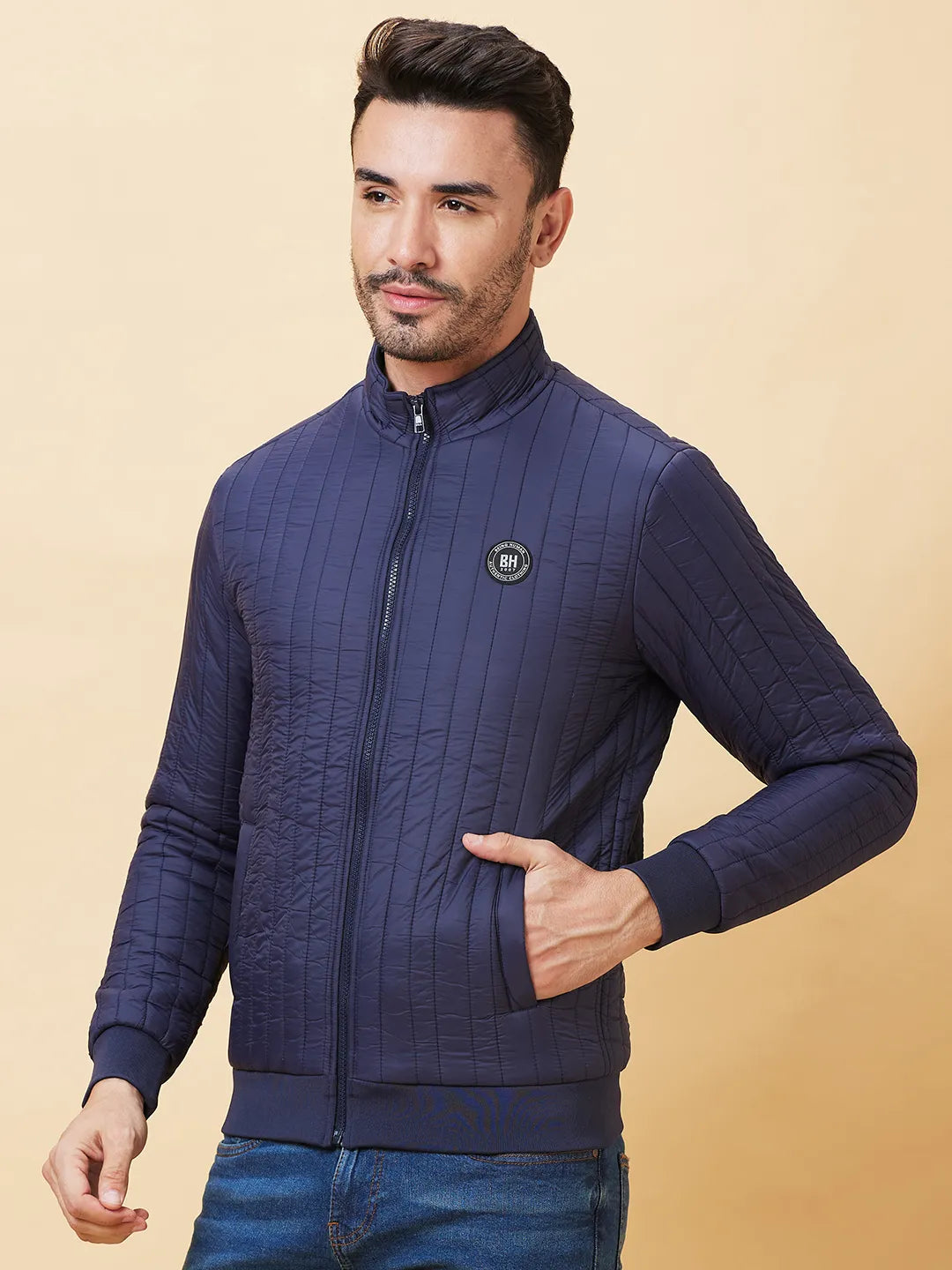 Blue Regular Fit Long Sleeves Men's Jacket by Being Human Clothing