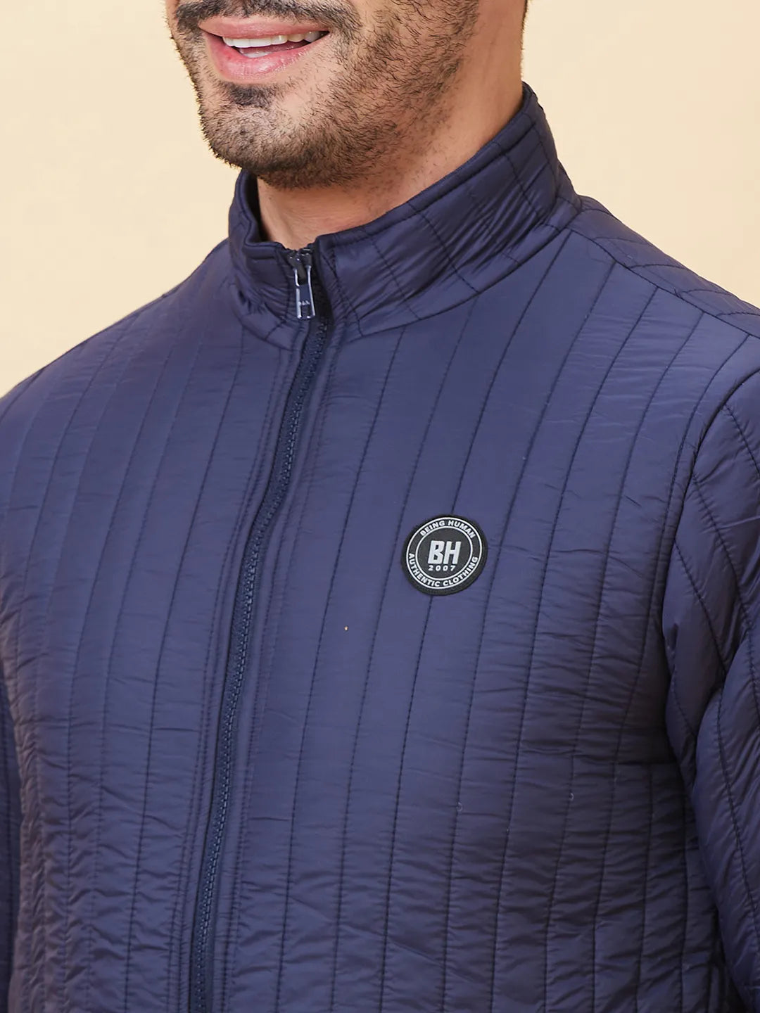 Blue Regular Fit Long Sleeves Men's Jacket by Being Human Clothing