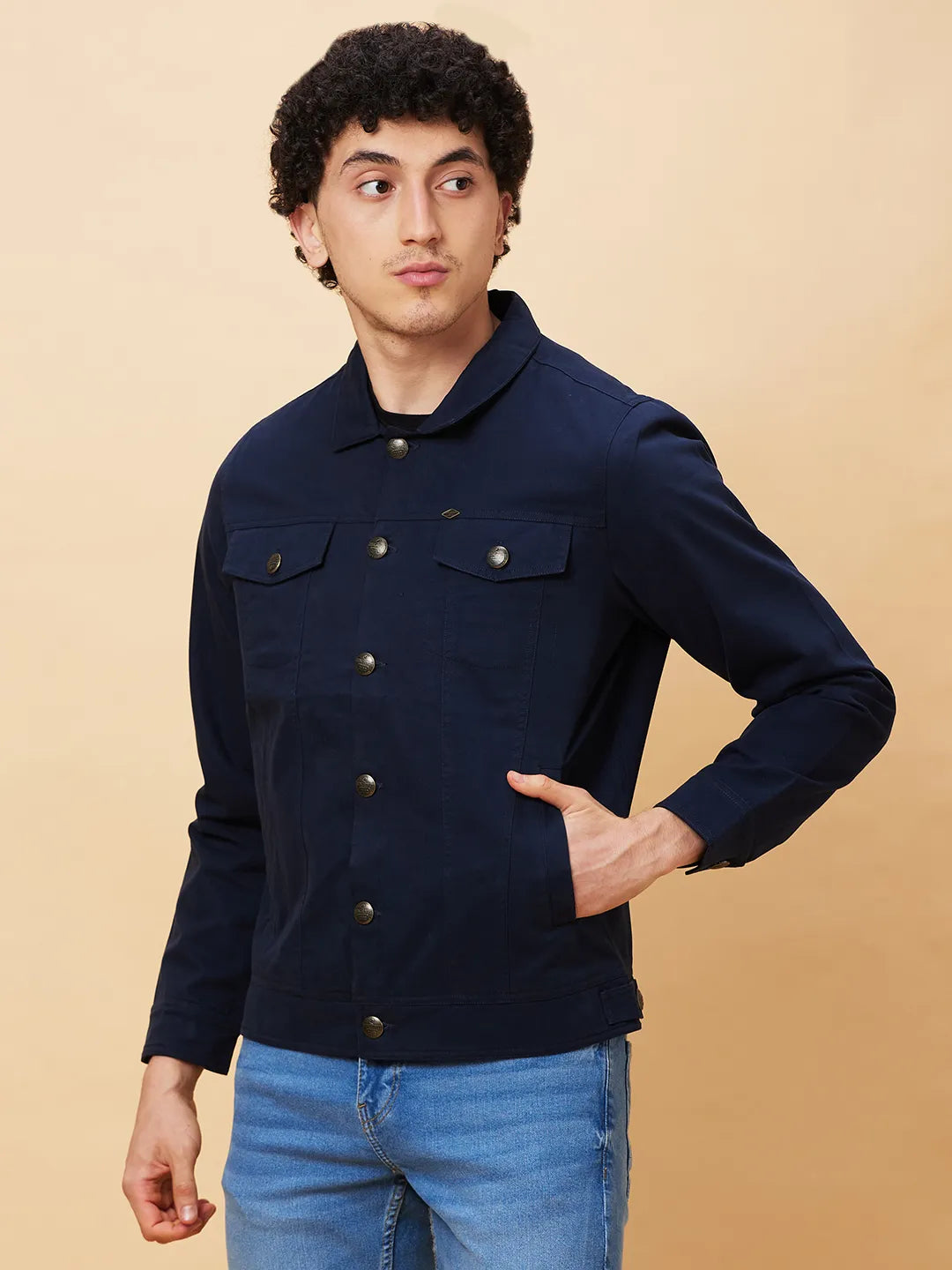 Blue Regular Fit Long Sleeves Men's Jacket by Being Human Clothing