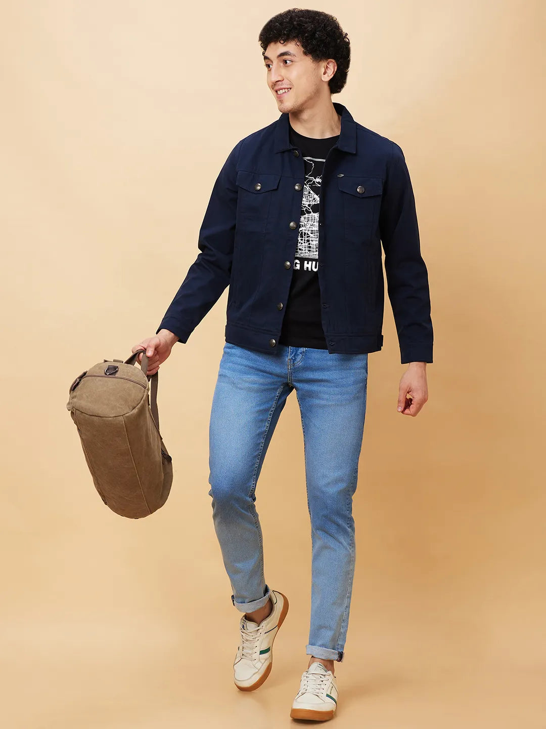 Blue Regular Fit Long Sleeves Men's Jacket by Being Human Clothing