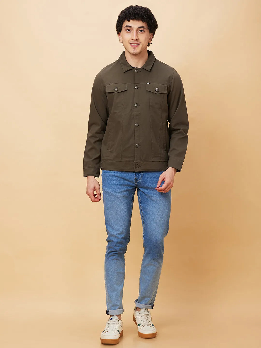 Olive Regular Fit Long Sleeves Men's Jacket by Being Human Clothing