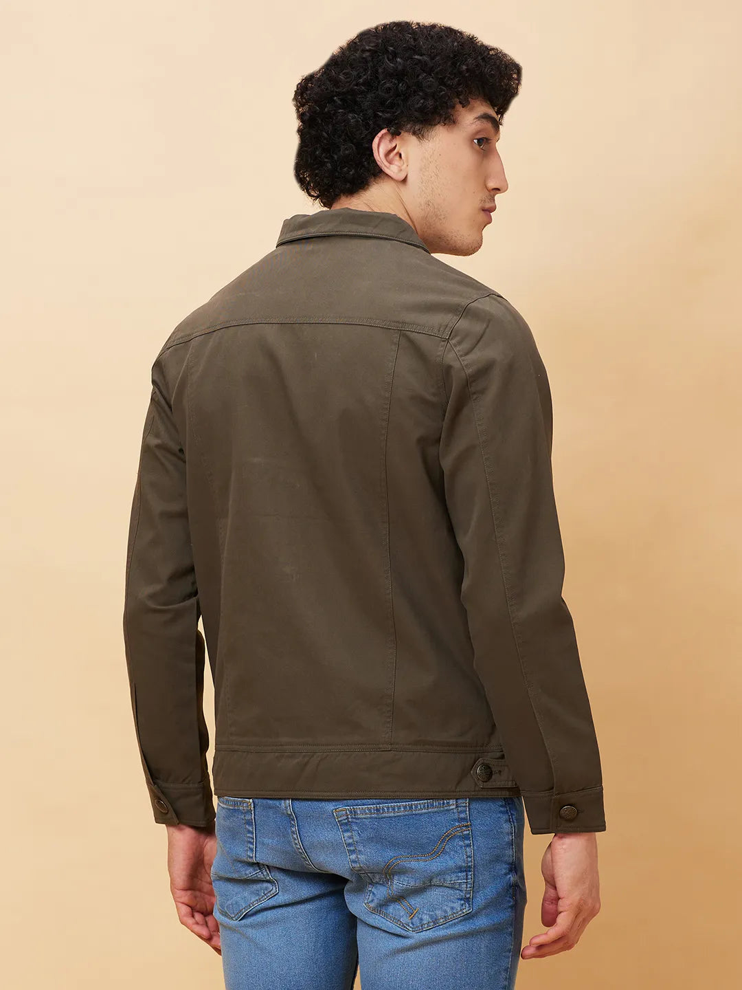 Olive Regular Fit Long Sleeves Men's Jacket by Being Human Clothing