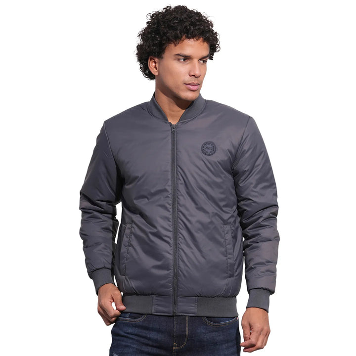 Grey Regular Fit Men's Jacket