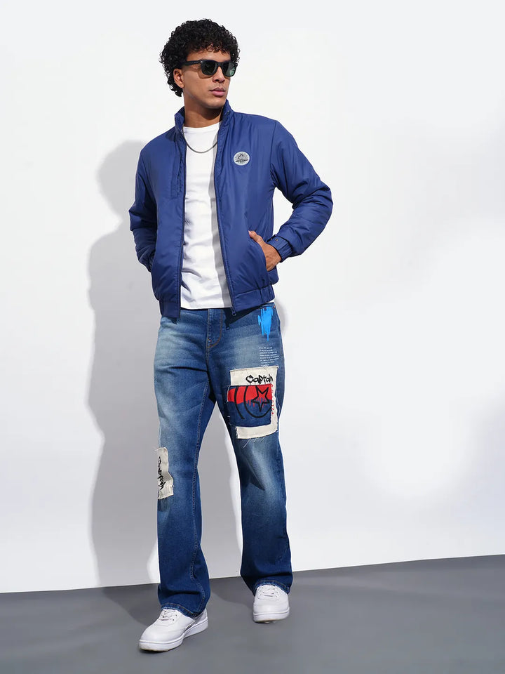 Blue Regular Fit Men's Jacket