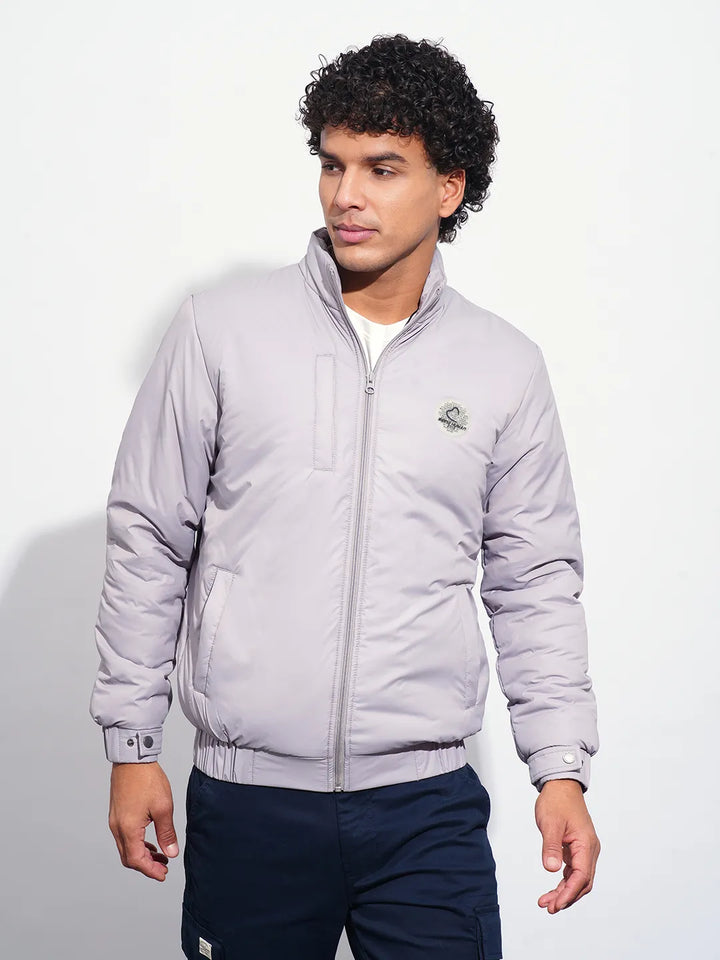 Silver Regular Fit Men's Jacket by Being Human Clothing