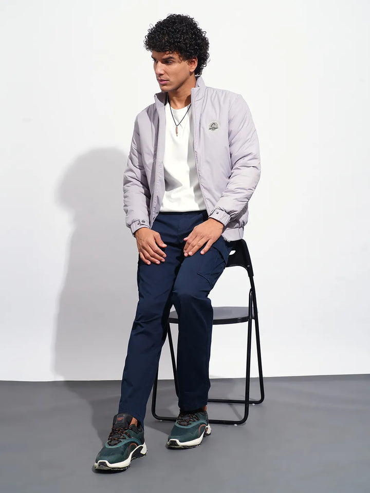 Silver Regular Fit Men's Jacket