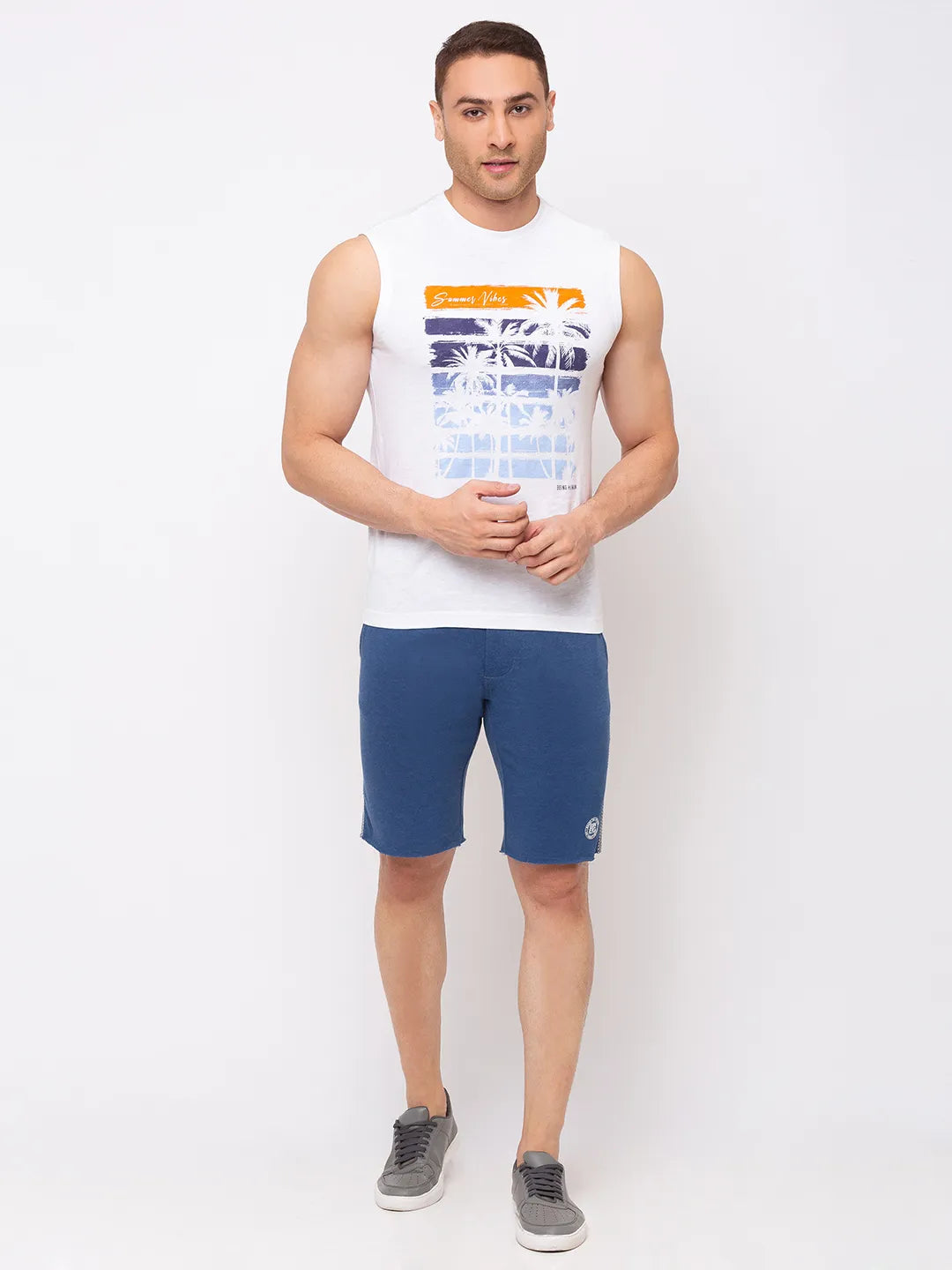 Being Human Clothing Men Regular Fit Shorts-Deep Blue Mel
