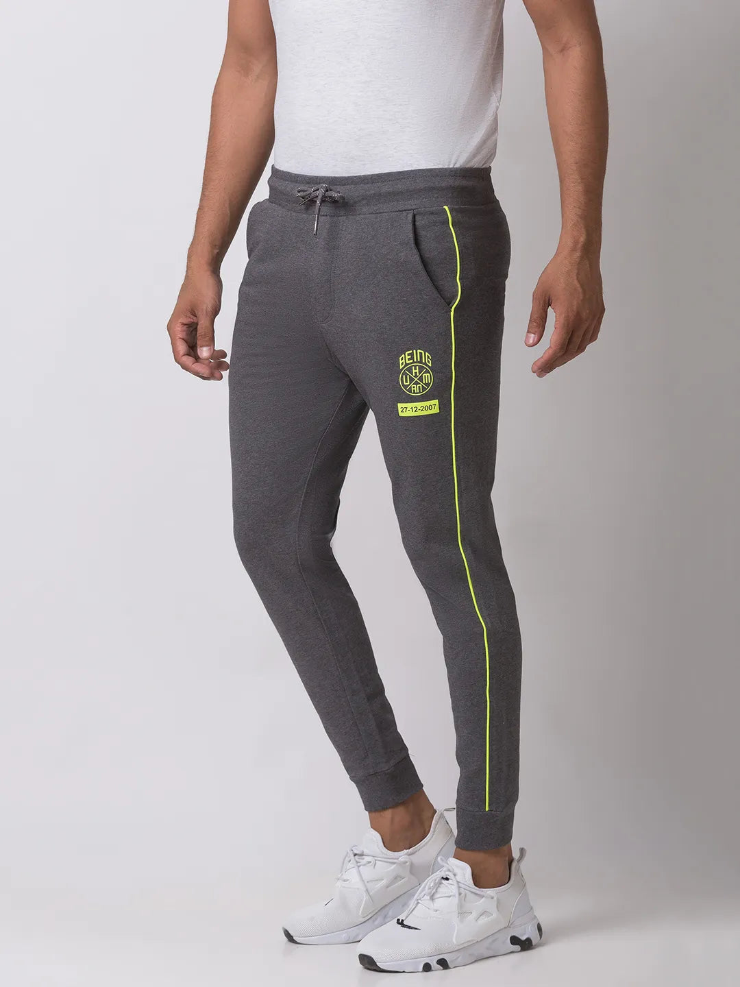 Grey Regular Fit Men's Track Pants by Being Human Clothing
