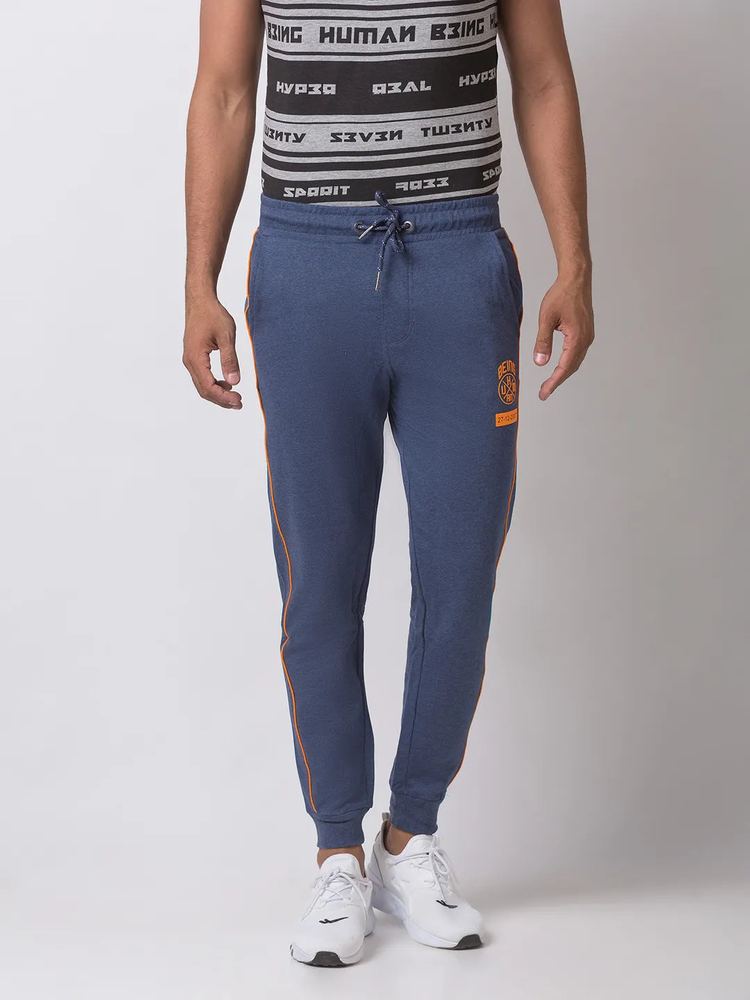 Navy Regular Fit Track Pants For Men By Being Human Clothing