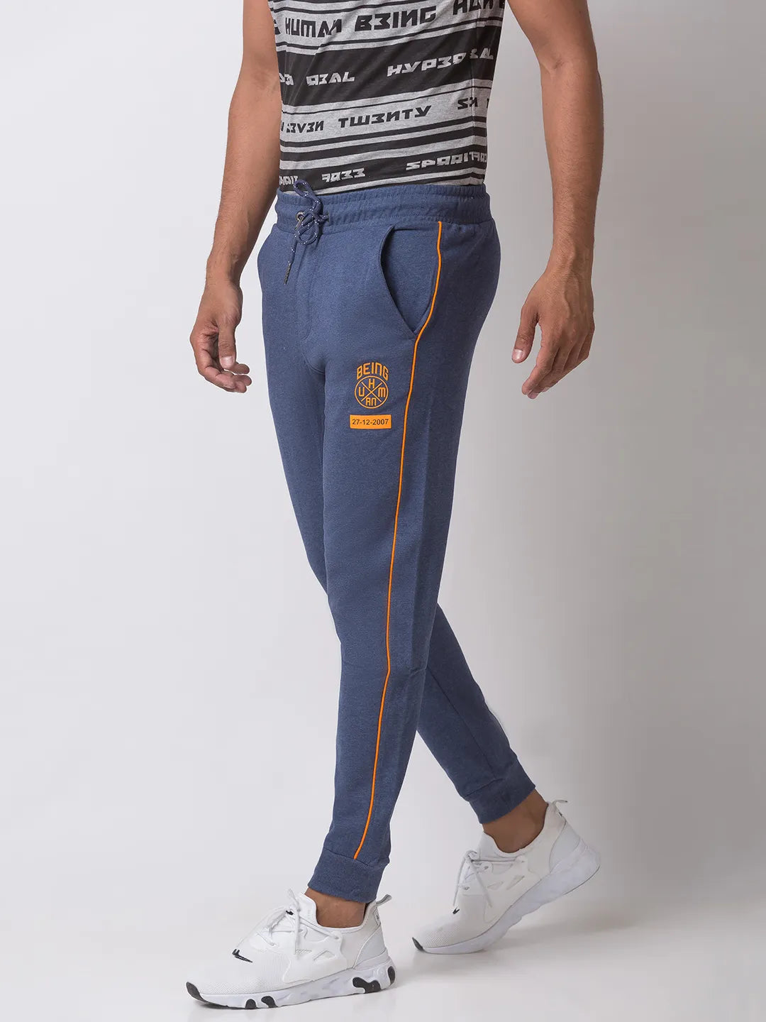 Navy Regular Fit Track Pants For Men By Being Human Clothing