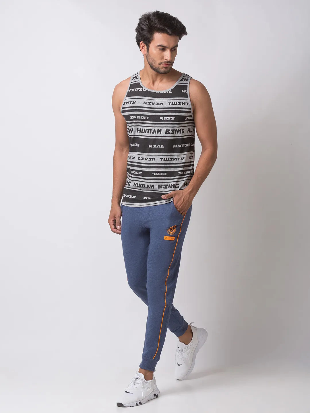 Navy Regular Fit Track Pants For Men By Being Human Clothing