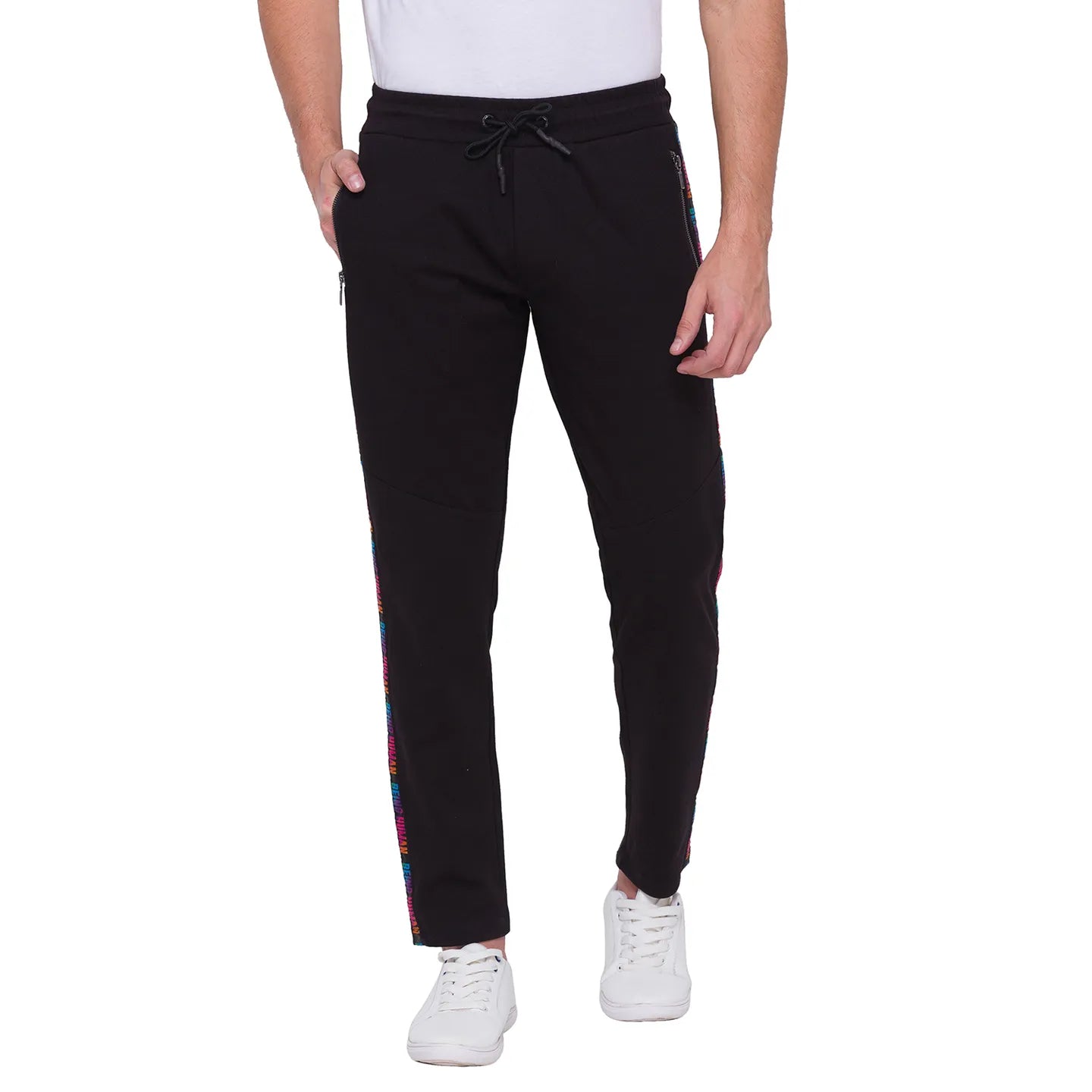 Men Regular Fit Track-Black by Being Human Clothing