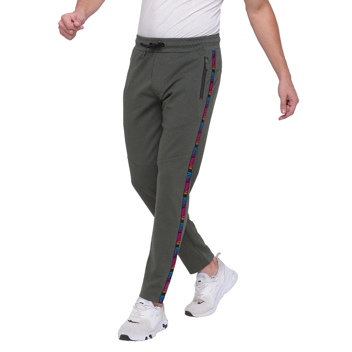 Men Regular Fit Track-Forest Green by Being Human Clothing