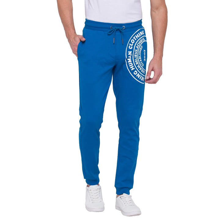 Marine Blue Regular Fit Track Pants For Men By Being Human Clothing