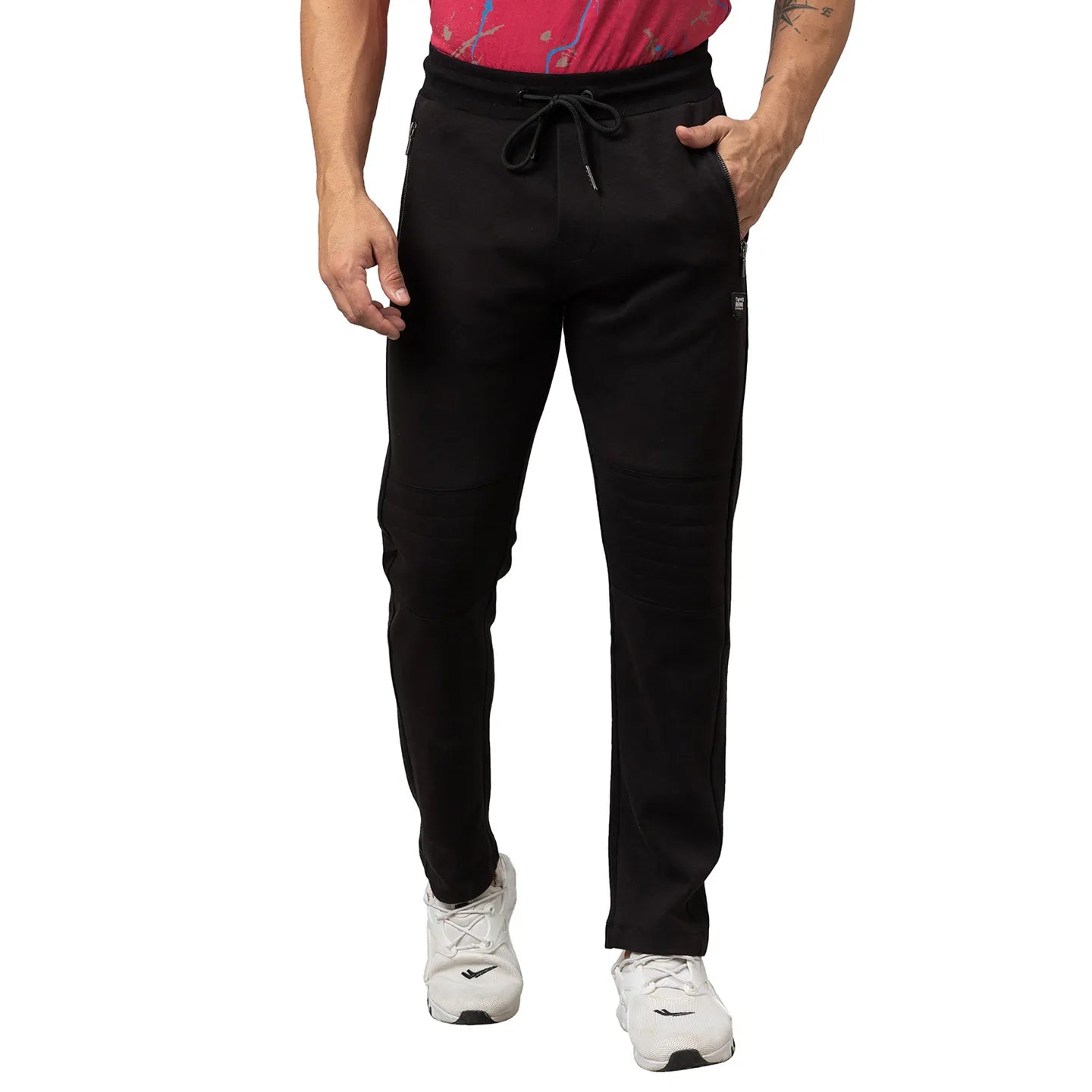 Black Regular Fit Men's Track Pants by Being Human Clothing