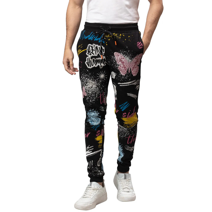 Black Regular Fit Men's Track Pants by Being Human Clothing