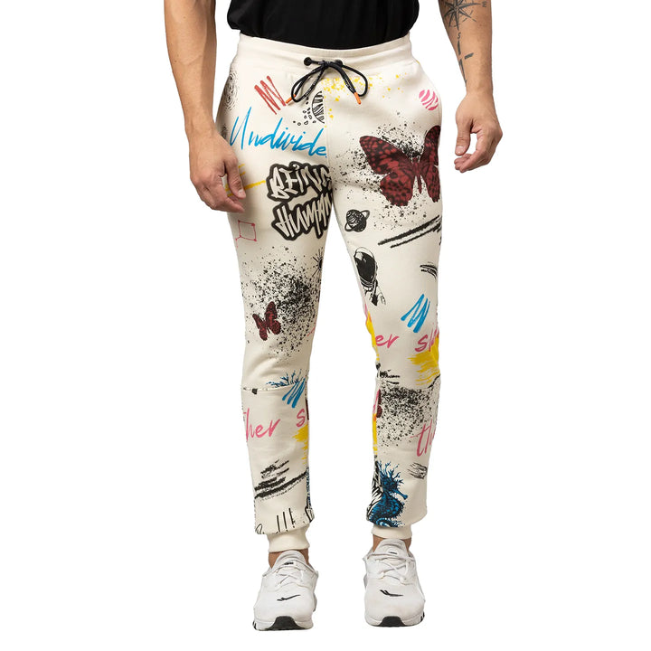 White Regular Fit Men's Track Pants by Being Human Clothing
