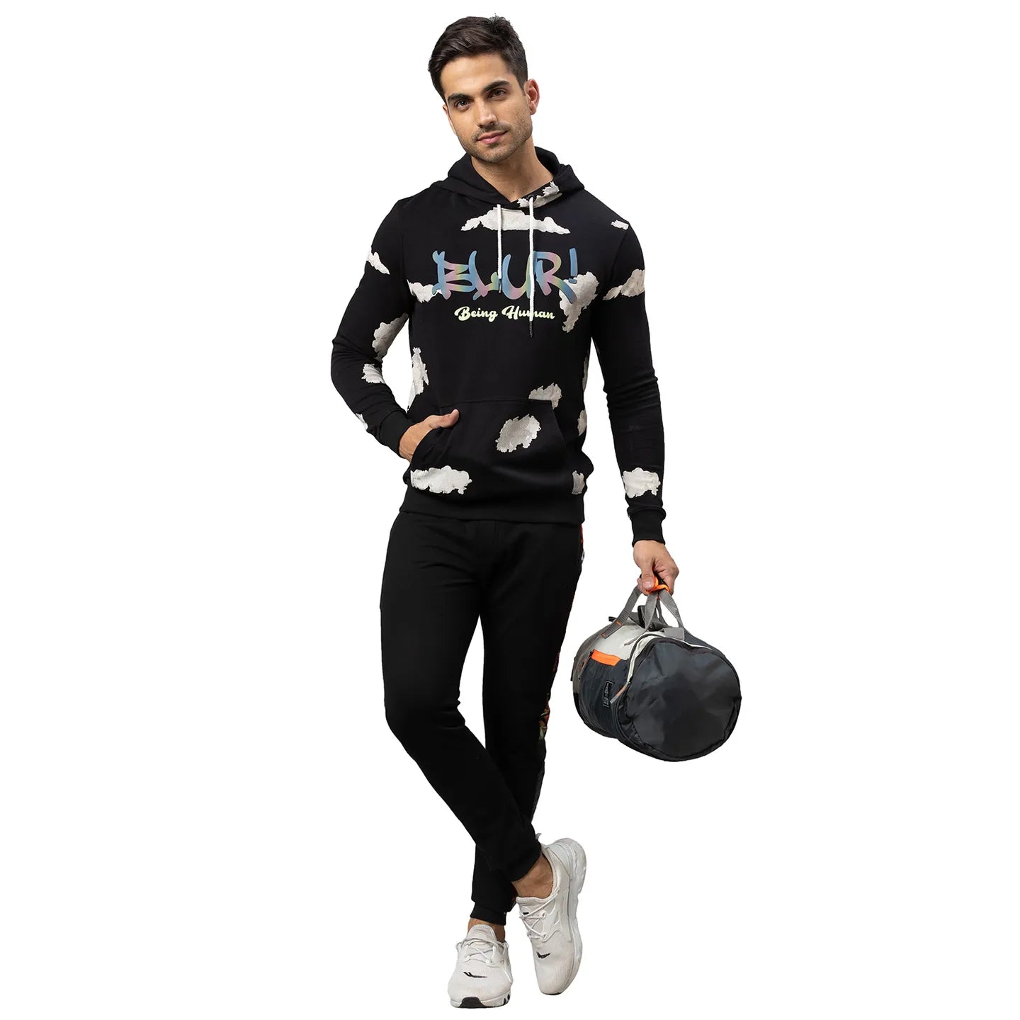 Men Regular Fit Track-Black by Being Human Clothing