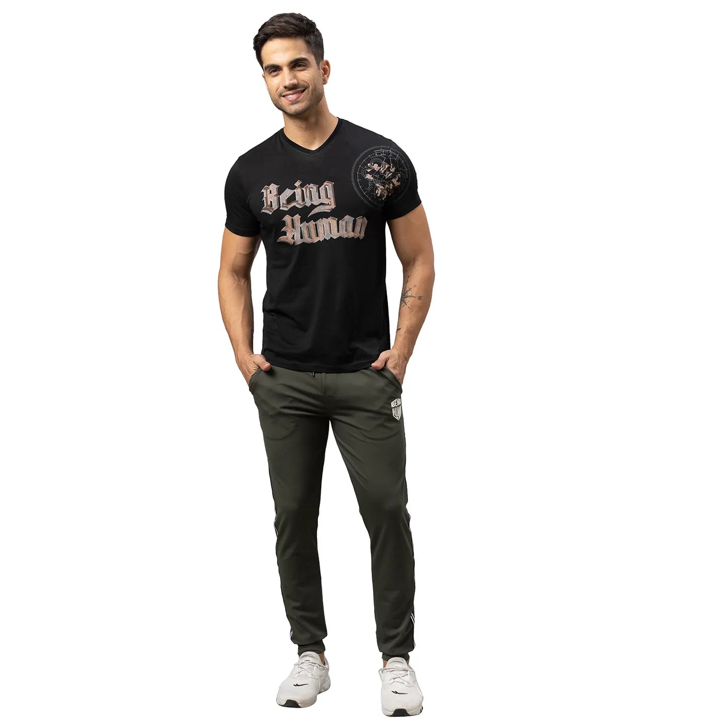 Olive Regular Fit Men's Track Pants by Being Human Clothing