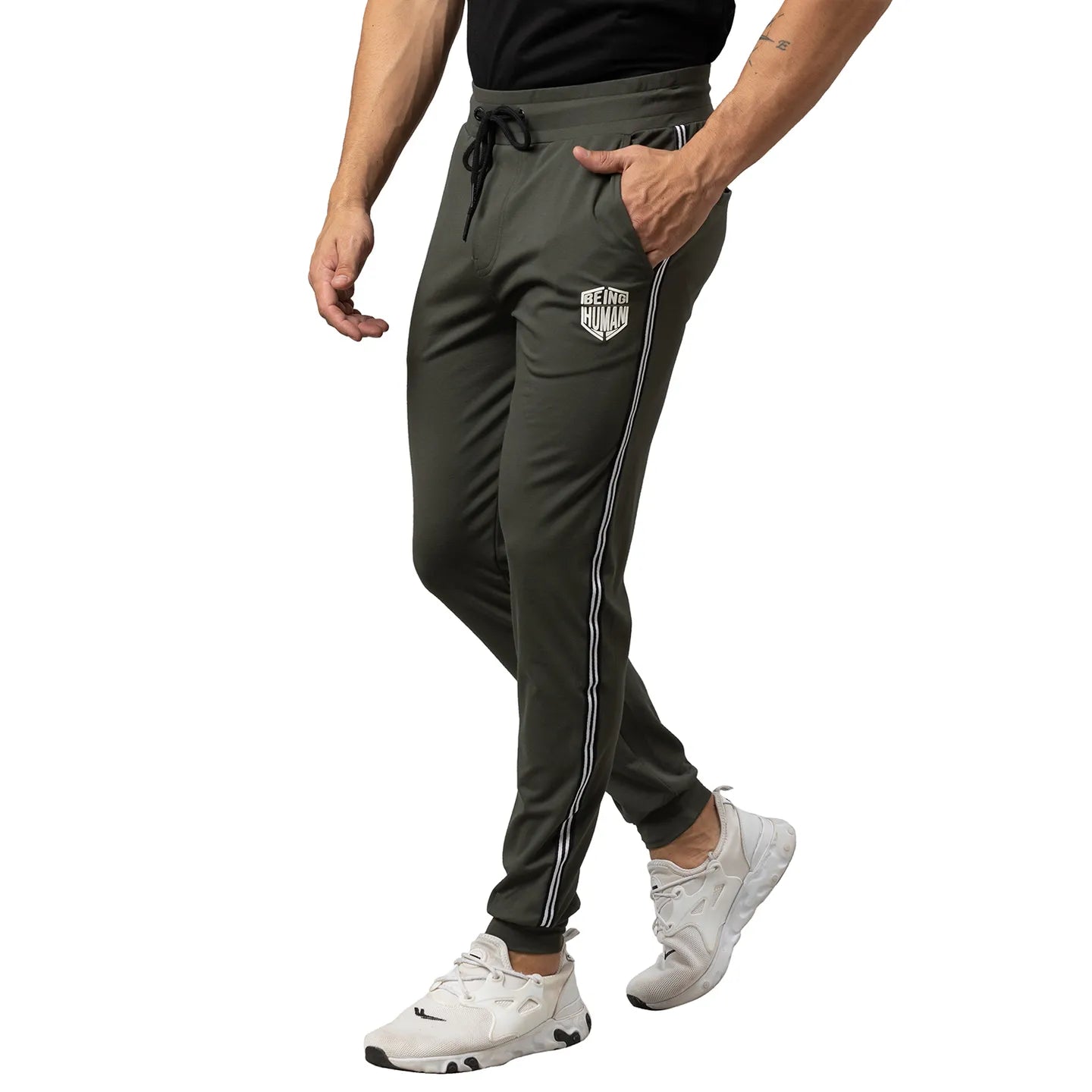 Olive Regular Fit Men's Track Pants by Being Human Clothing
