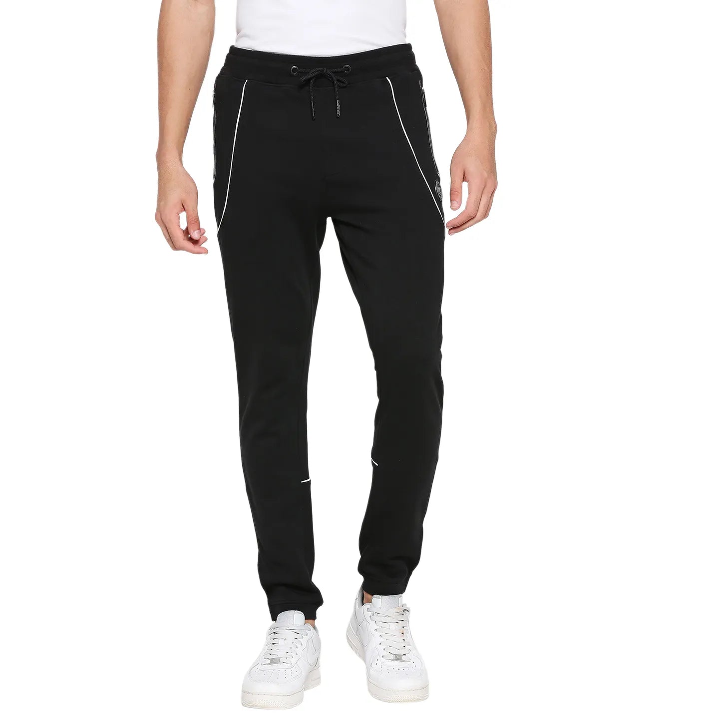 Black Regular Fit Track Pants For Men By Being Human Clothing