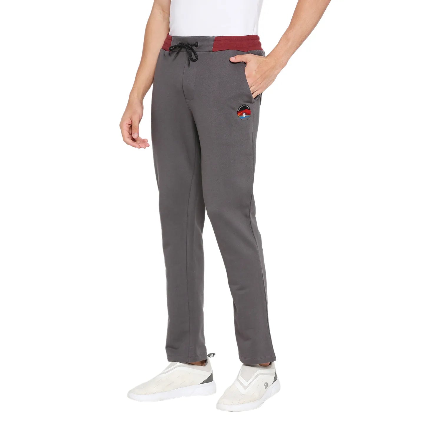 Slate Grey Regular Fit Track Pants For Men By Being Human Clothing