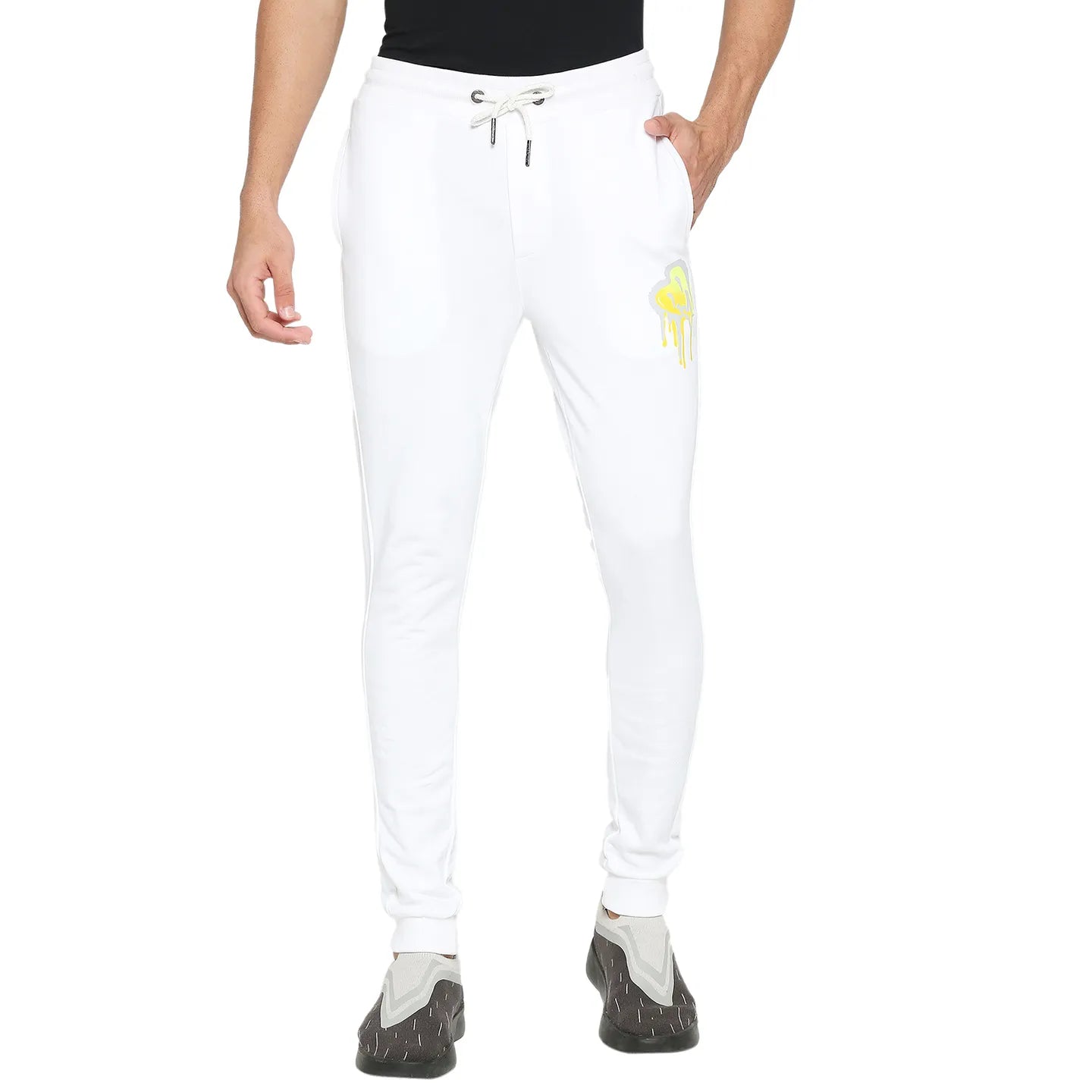 White Regular Fit Track Pants For Men By Being Human Clothing