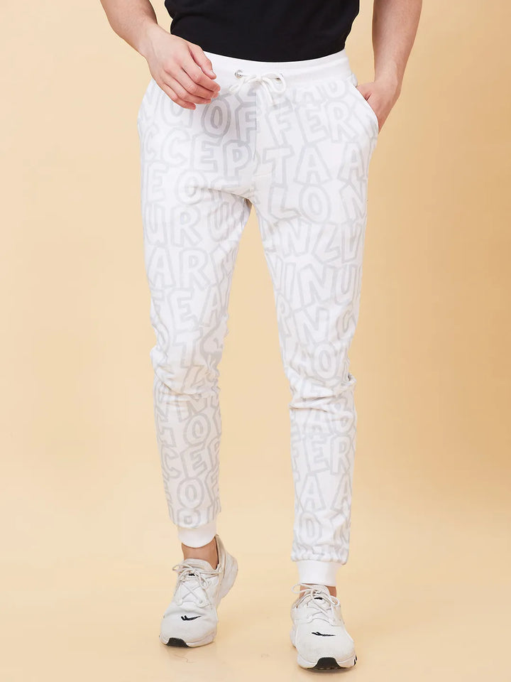 White Regular Fit Men's Track Pants by Being Human Clothing