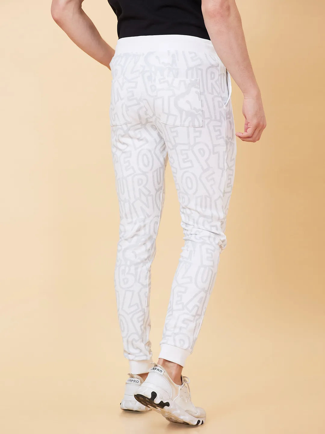 White Regular Fit Men's Track Pants by Being Human Clothing