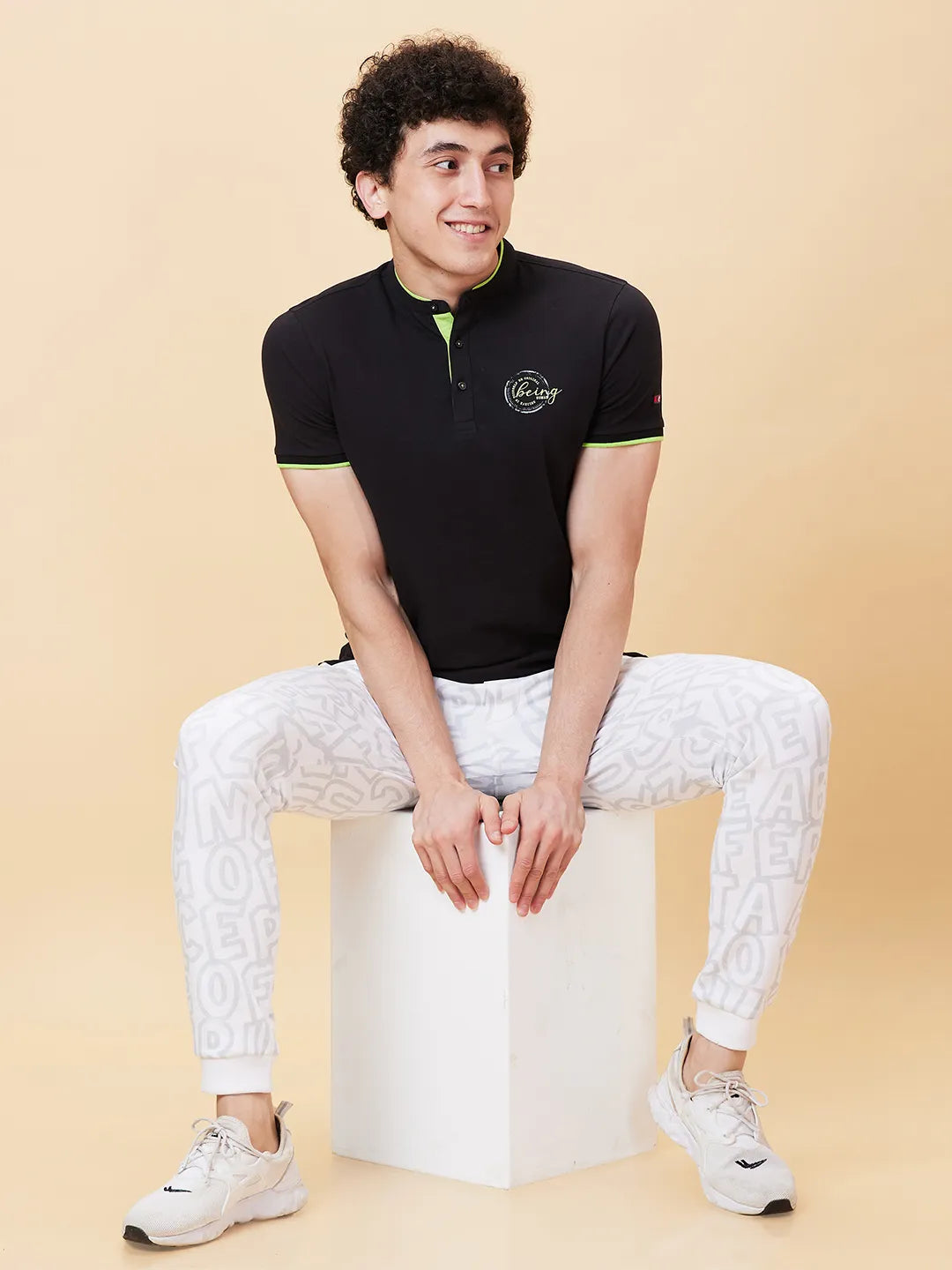 White Regular Fit Men's Track Pants by Being Human Clothing