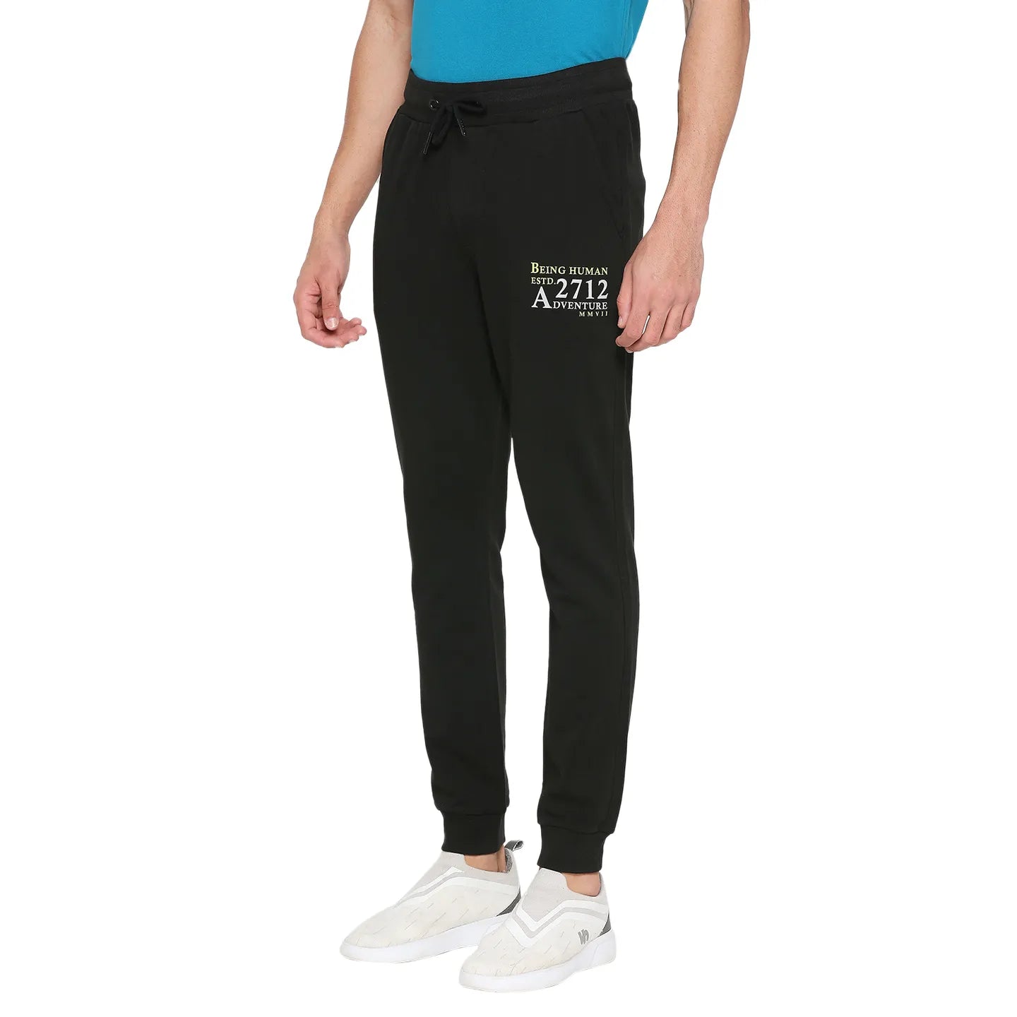 Black Regular Fit Men's Track Pants by Being Human Clothing
