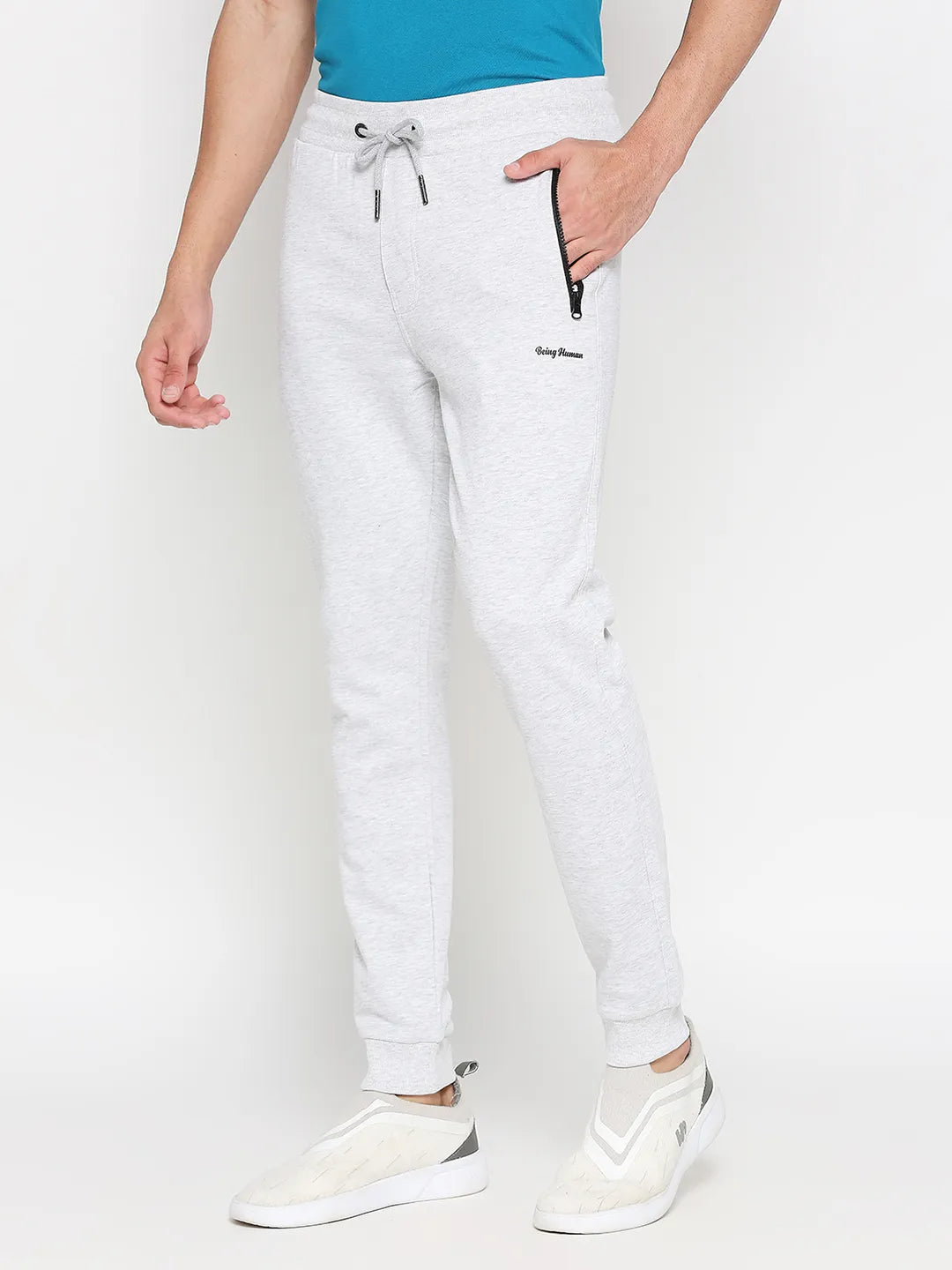 Beige Regular Fit Men's Track Pants by Being Human Clothing