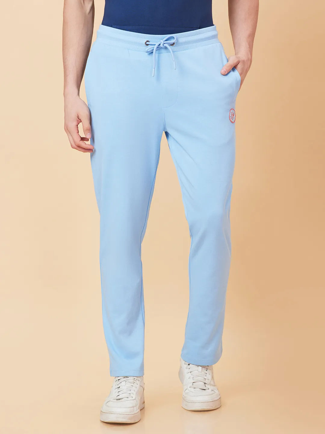 Light Blue Regular Fit Track Pants For Men By Being Human Clothing
