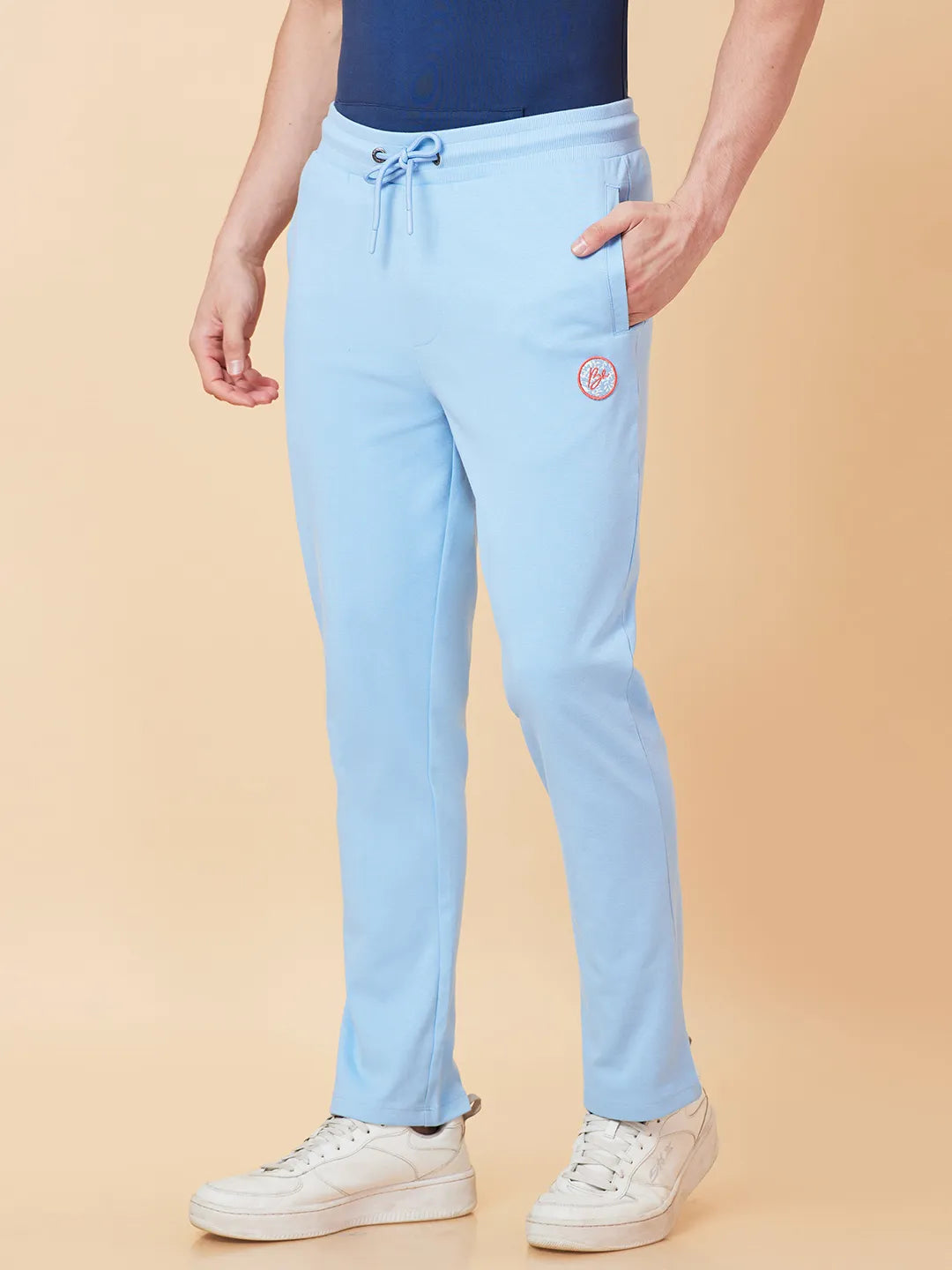 Light Blue Regular Fit Track Pants For Men By Being Human Clothing