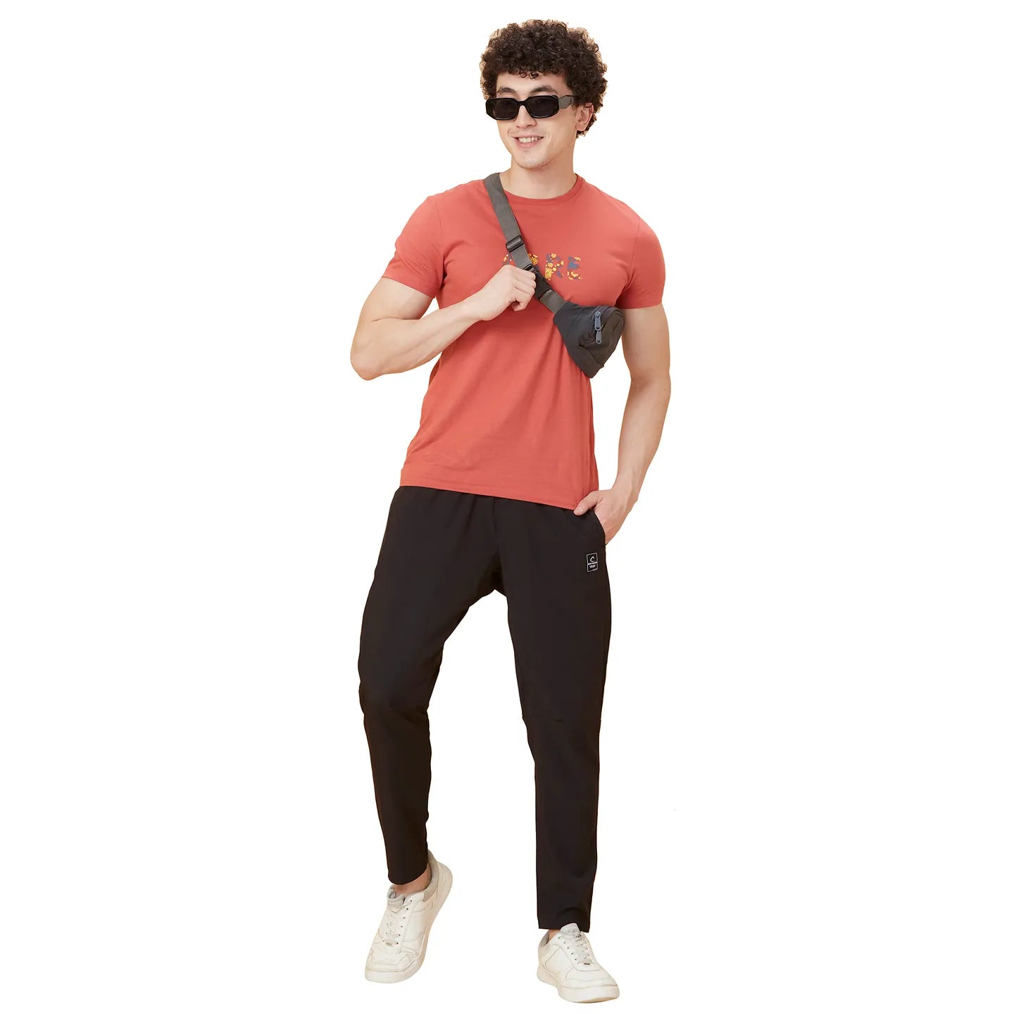 Black Regular Fit Track Pants For Men By Being Human Clothing