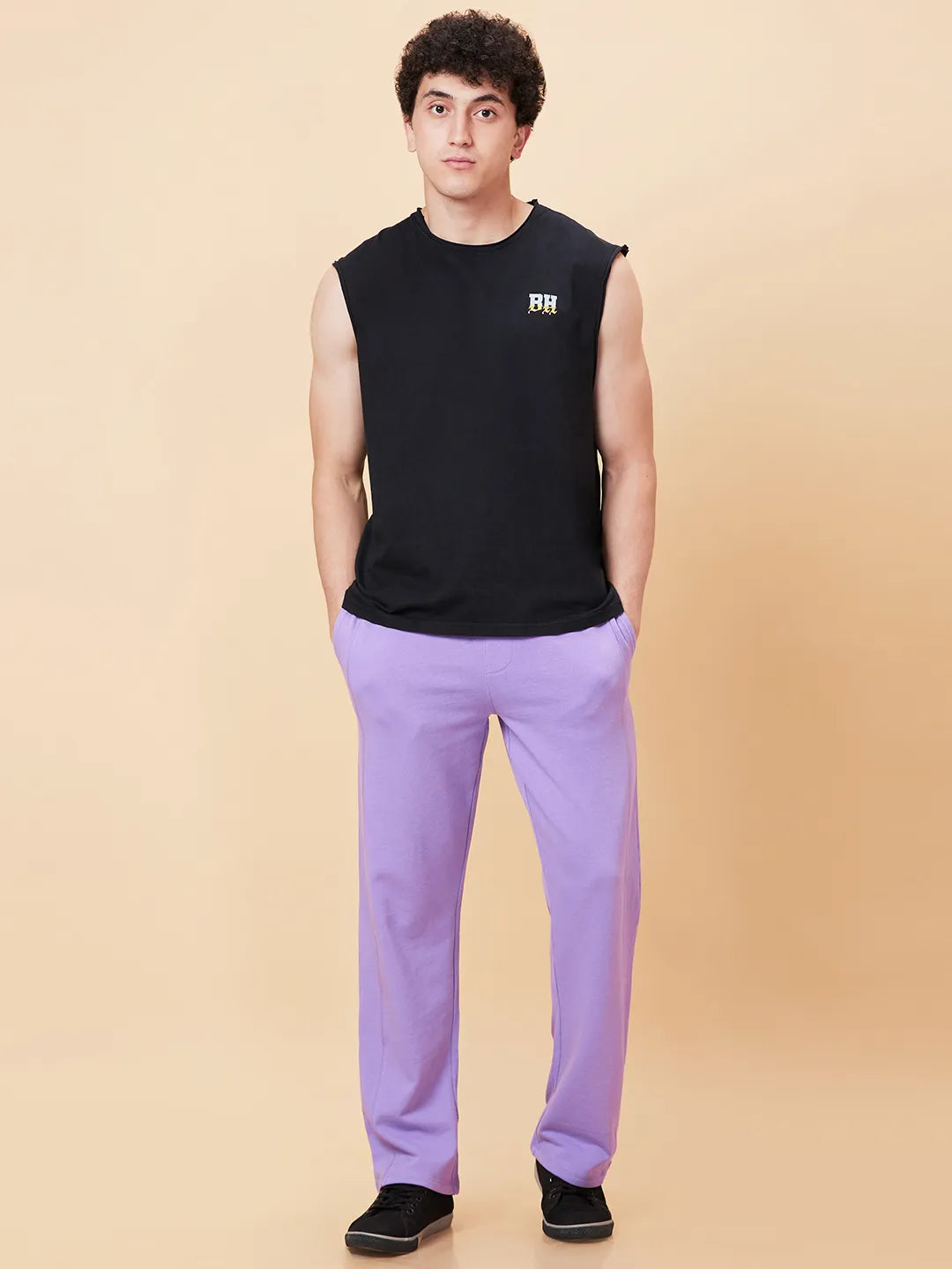 Lavender Regular Fit Track Pants For Men By Being Human Clothing