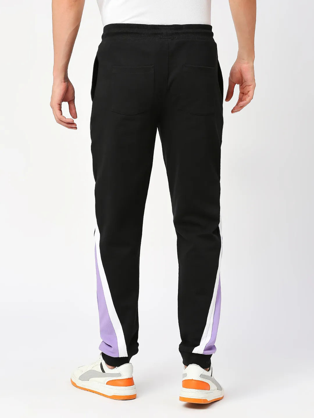 Jet Black Slim Straight Leg Track Pants For Men By Being Human Clothing