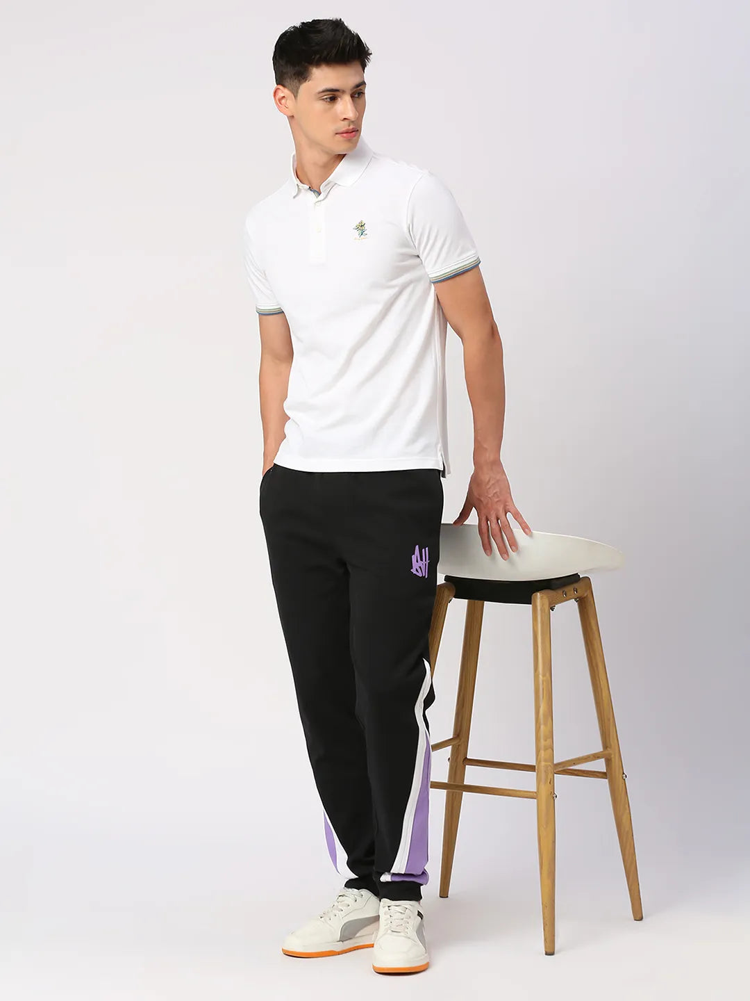 Jet Black Slim Straight Leg Track Pants For Men By Being Human Clothing