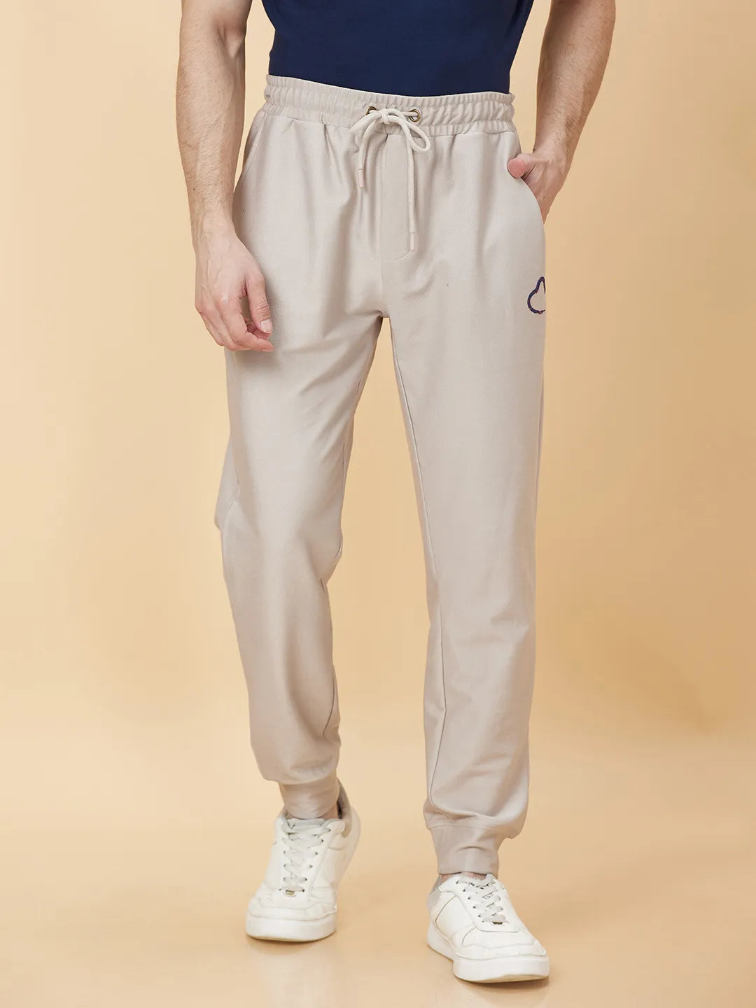 Beige Regular fit Men's Track Pants by Being Human Clothing
