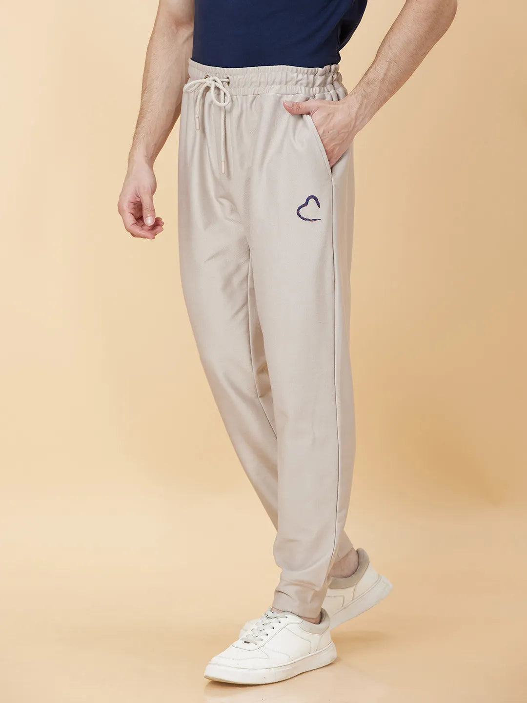 Beige Regular fit Men's Track Pants by Being Human Clothing