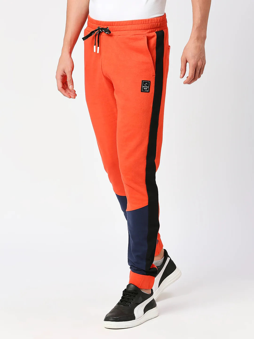 Orange Regular Fit Track Pants For Men By Being Human Clothing
