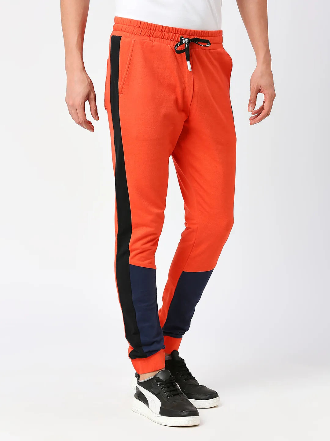 Orange Regular Fit Track Pants For Men By Being Human Clothing