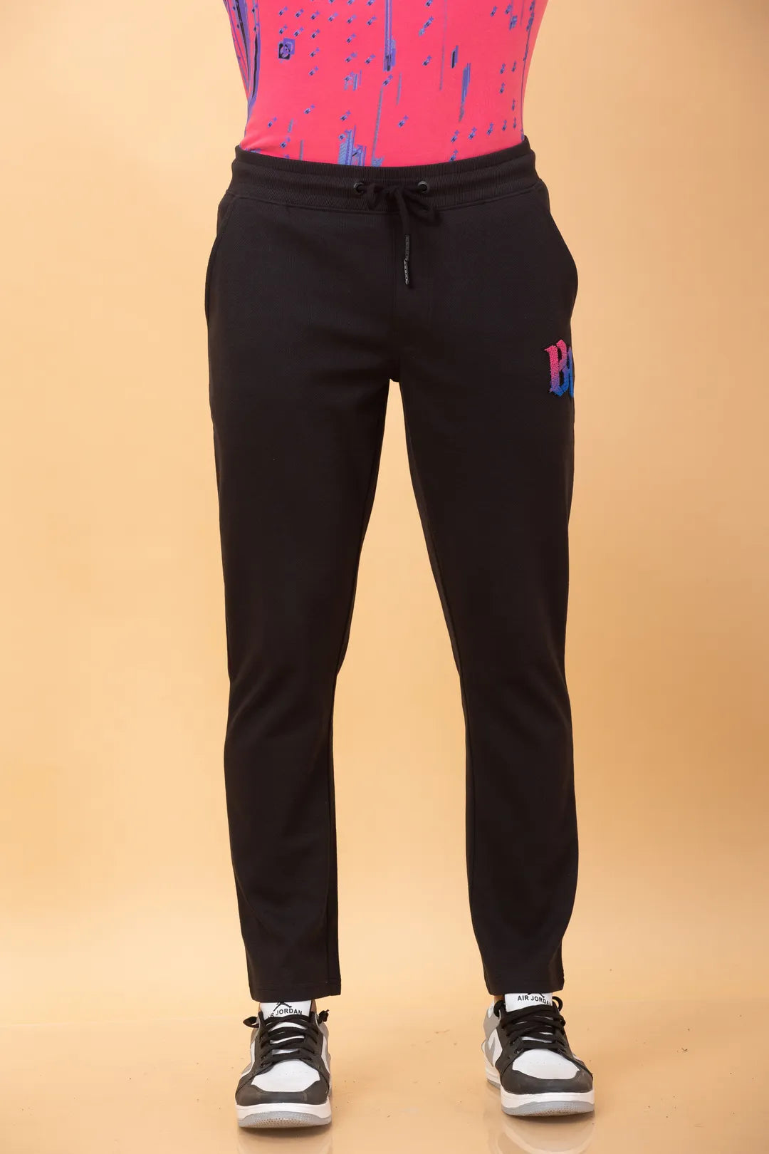 Black Regular Fit Track Pants For Men By Being Human Clothing