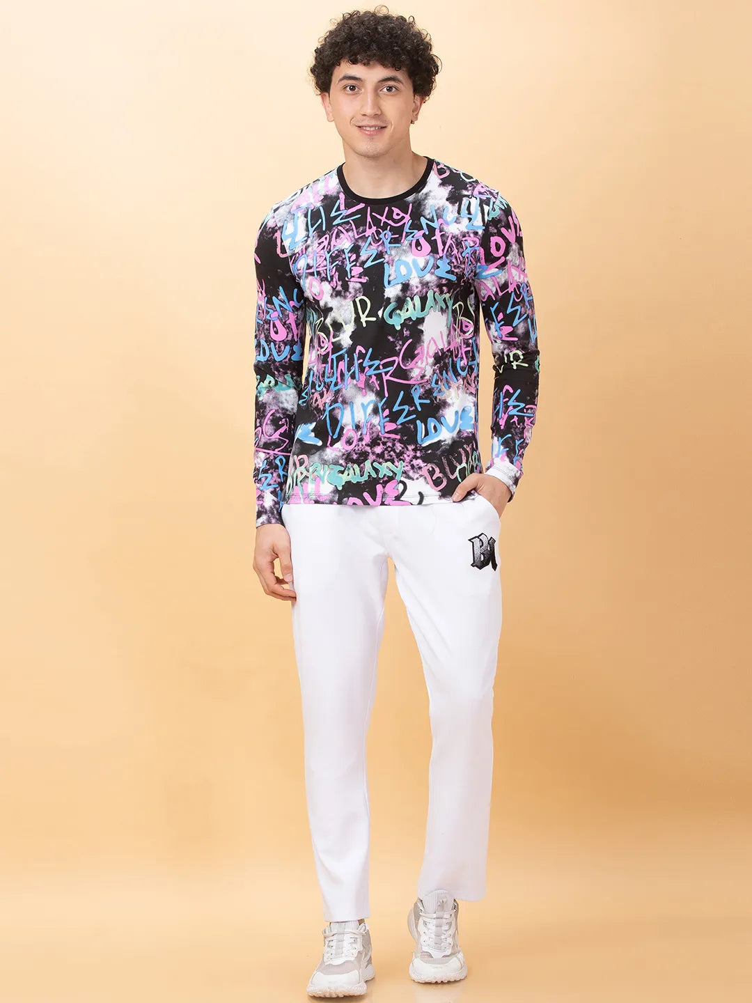 White Regular Fit Track Pants For Men By Being Human Clothing