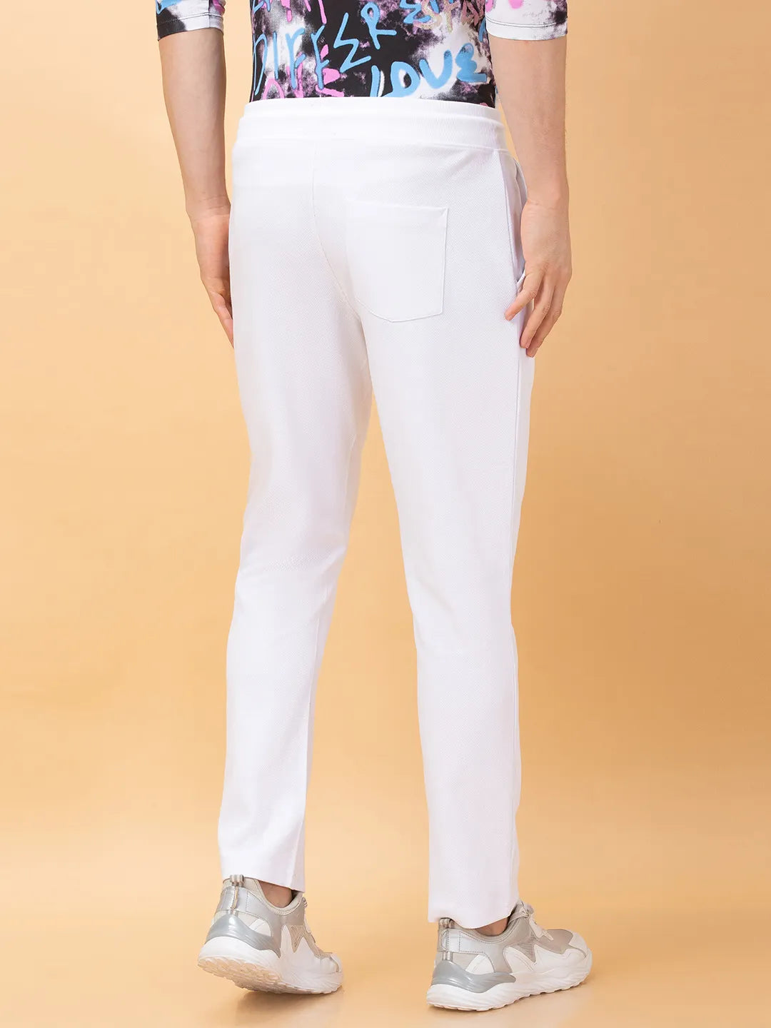 White Regular Fit Track Pants For Men By Being Human Clothing