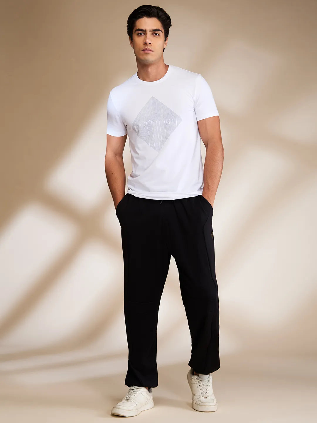 Black Slim Fit Track Pants For Men By Being Human Clothing