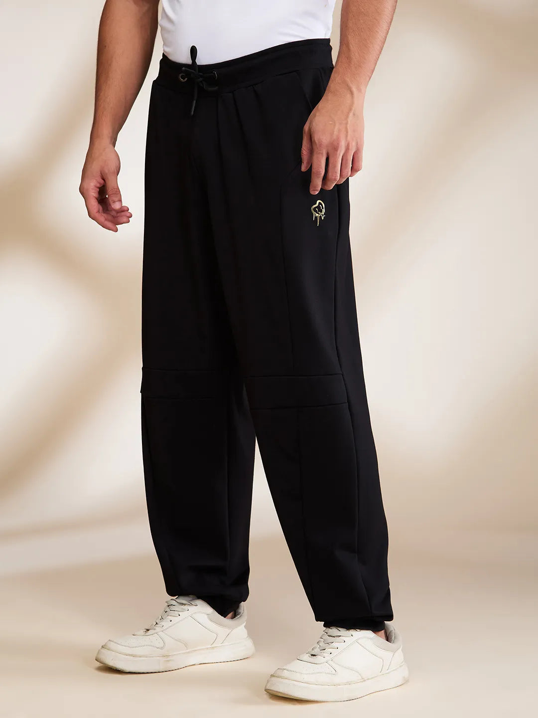 Black Slim Fit Track Pants For Men By Being Human Clothing