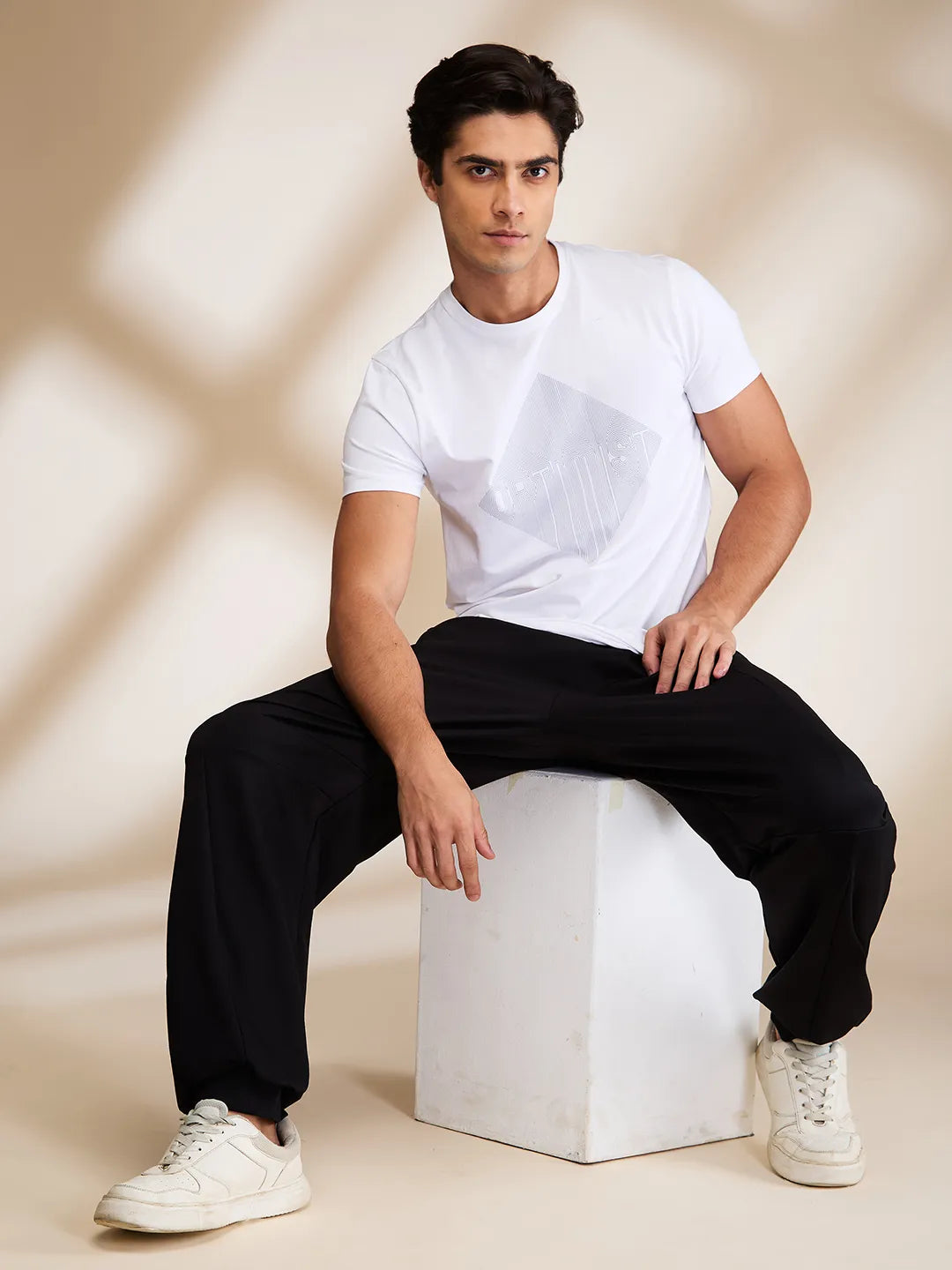 Black Slim Fit Track Pants For Men By Being Human Clothing