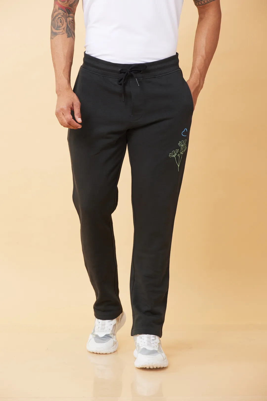 Charcoal Regular Straight Fit Track Pants For Men By Being Human Clothing