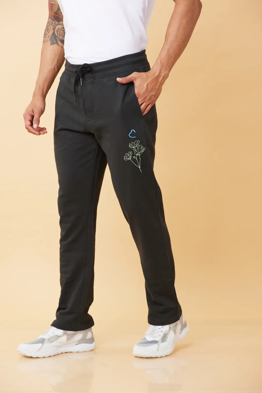 Charcoal Regular Straight Fit Track Pants For Men By Being Human Clothing